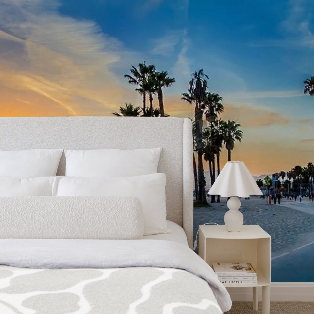 Sunset over Venice Beach wallpaper in a bedroom - Pickawall