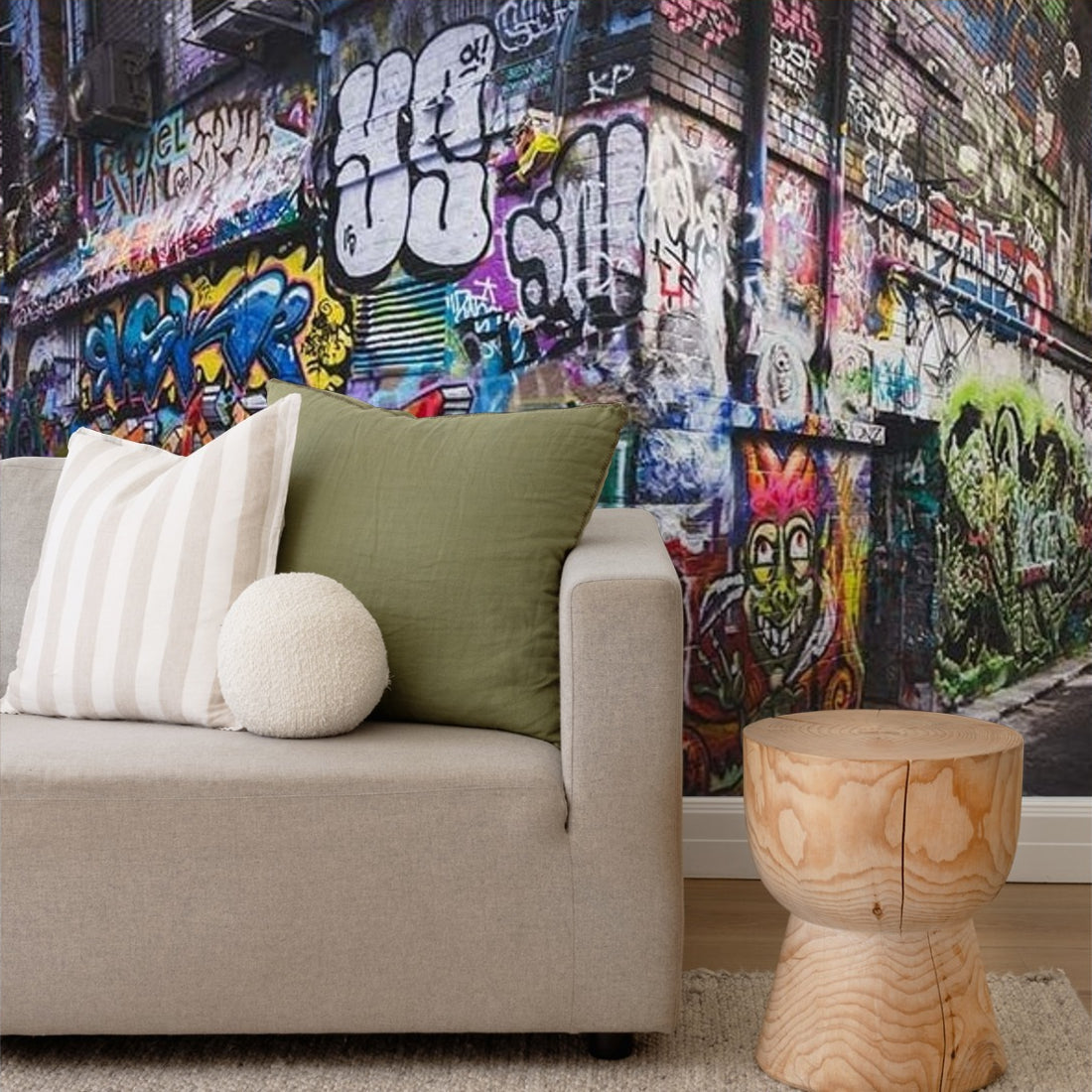 Hosier Lane Panoramic wallpaper in a living room - Pickawall