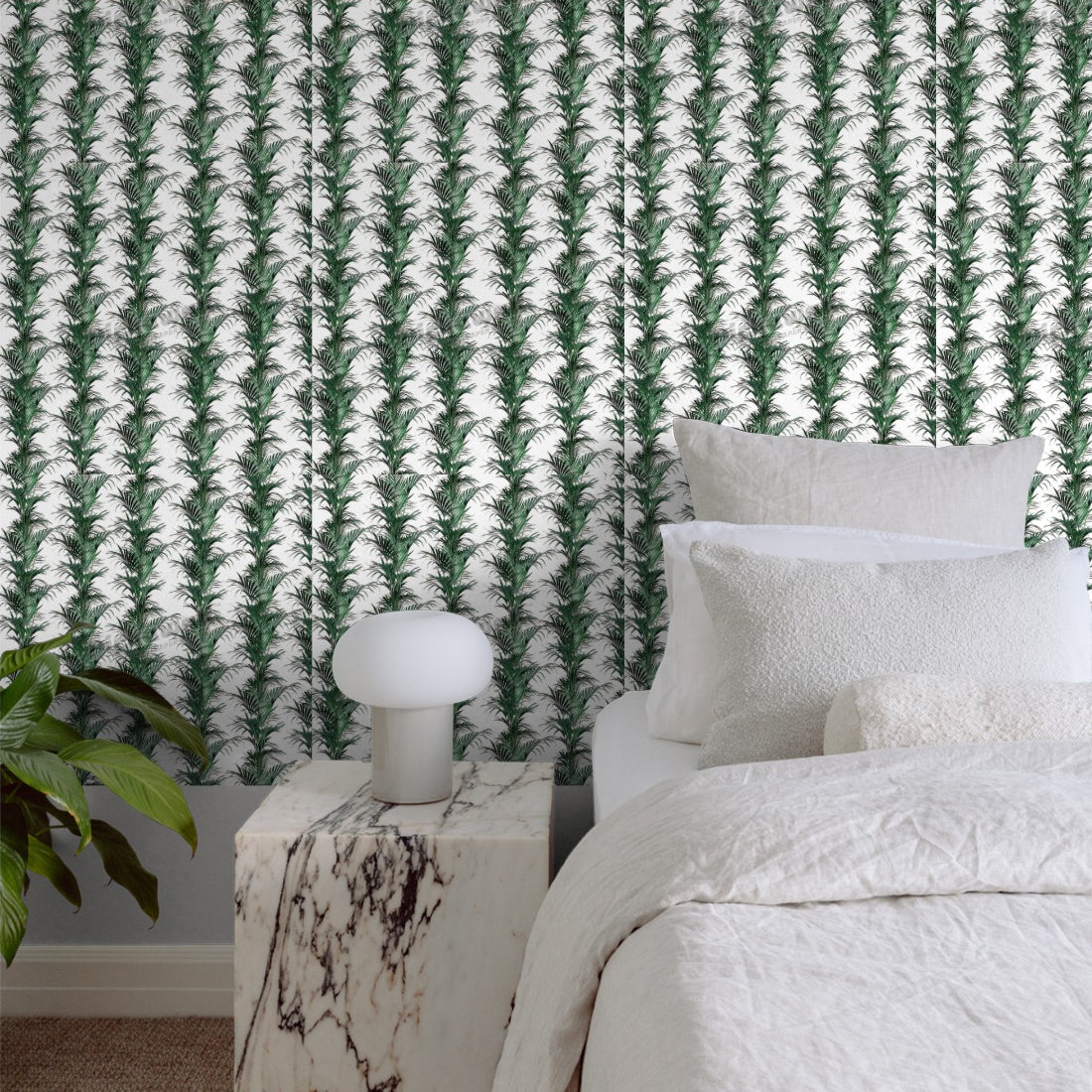 Palm paradise pattern wallpaper in a bedroom - Pickawall