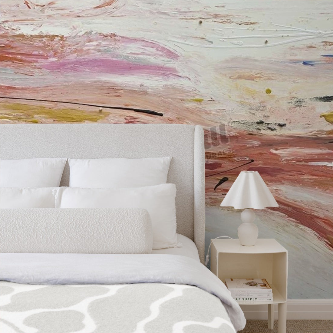 Plum Marble wallpaper in a bedroom - Pickawall