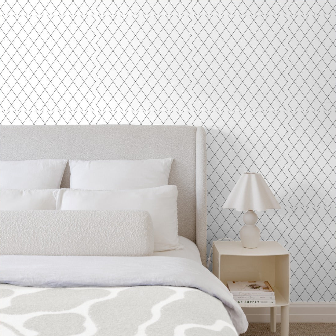 Black and White Diamonds wallpaper in a bedroom - Pickawall