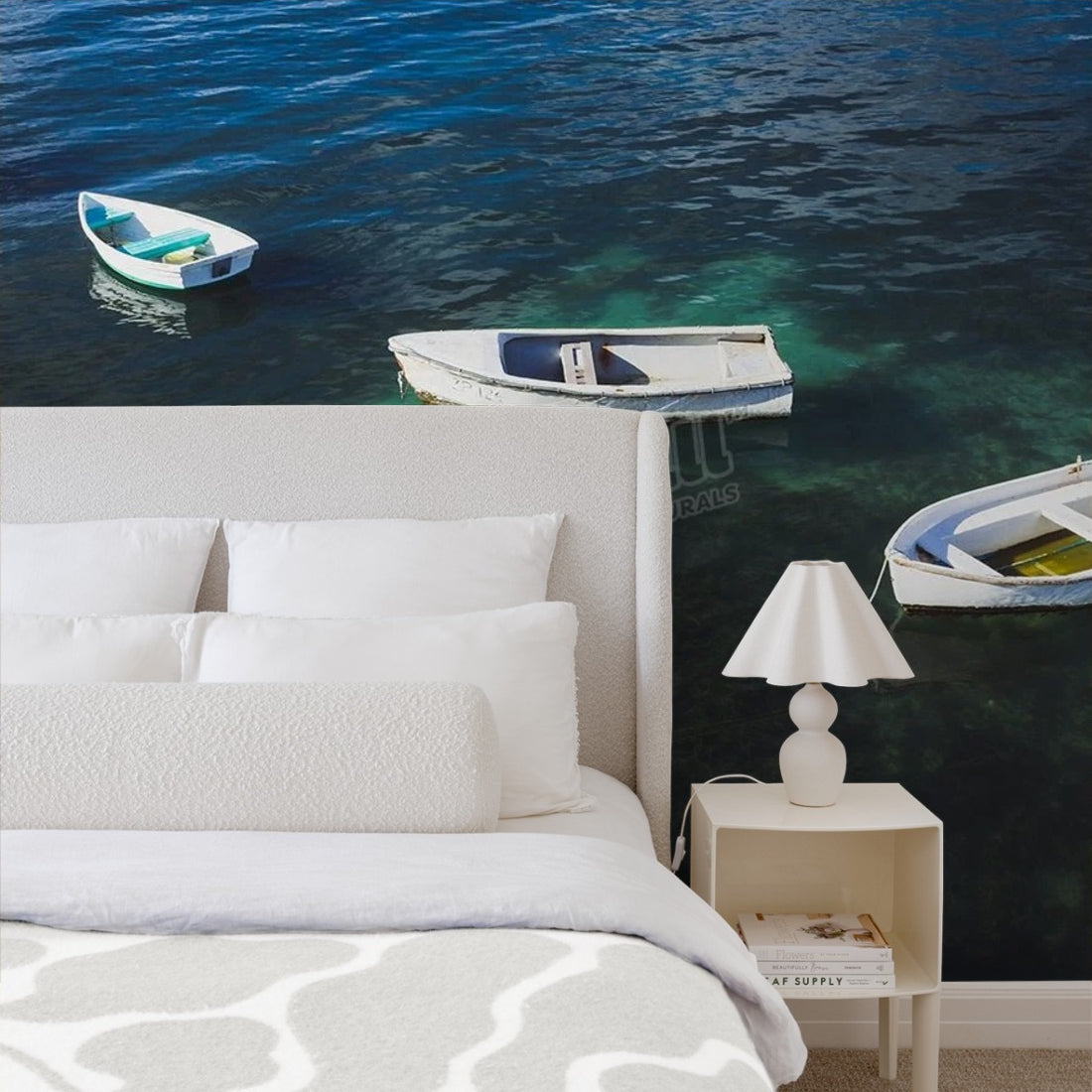 Row Boats, Flinders wallpaper in a bedroom - Pickawall