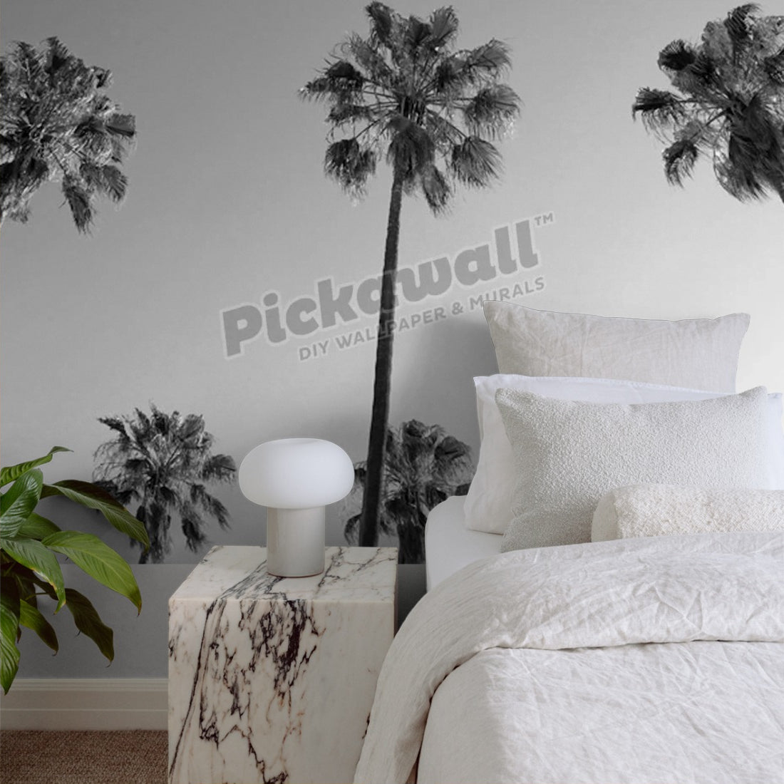 Palms Overhead wallpaper in a bedroom - Pickawall