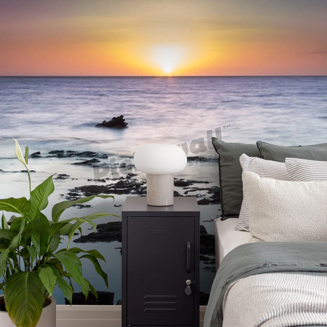 Mornington Sunset wallpaper in a bedroom - Pickawall