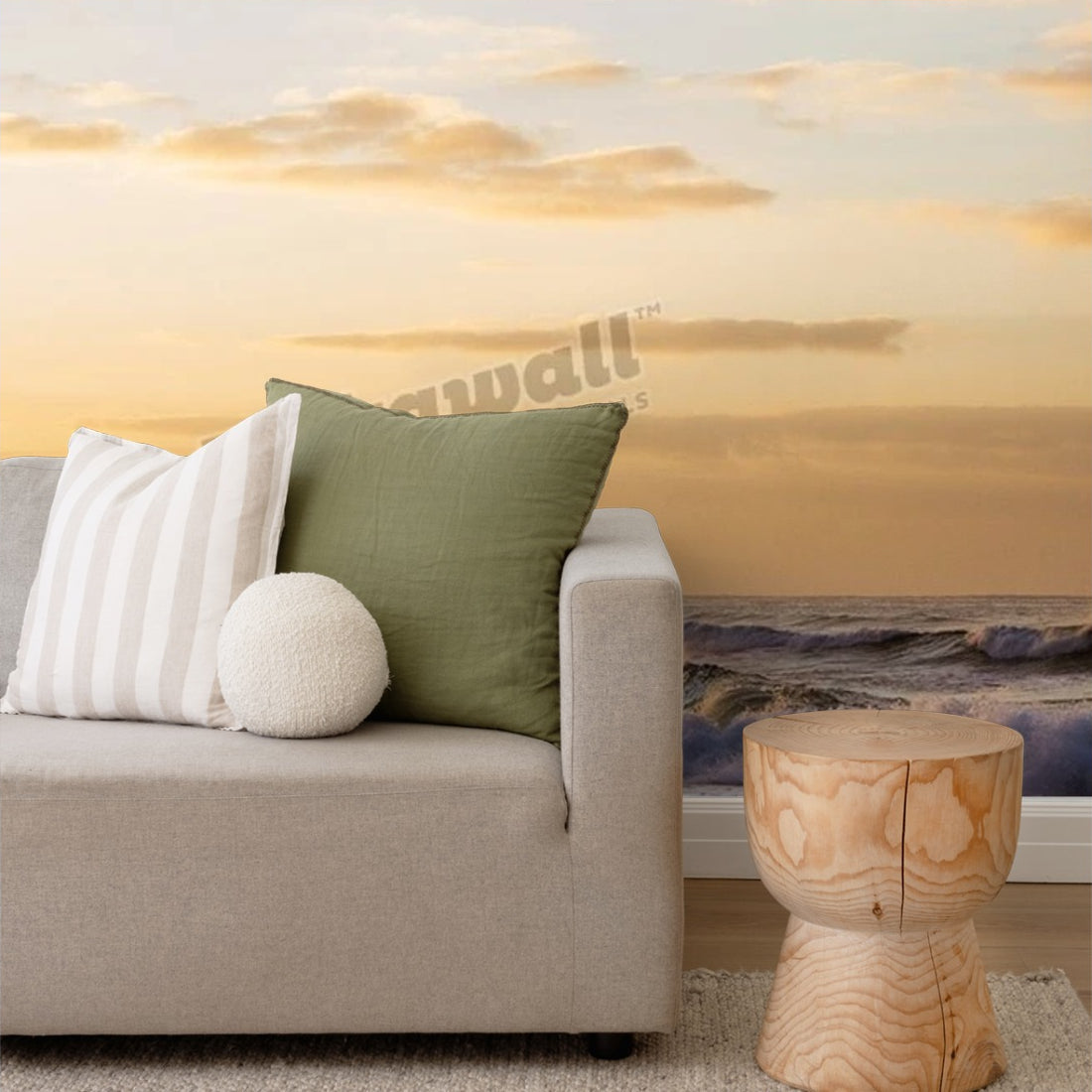 Portsea Waves wallpaper in a living room - Pickawall