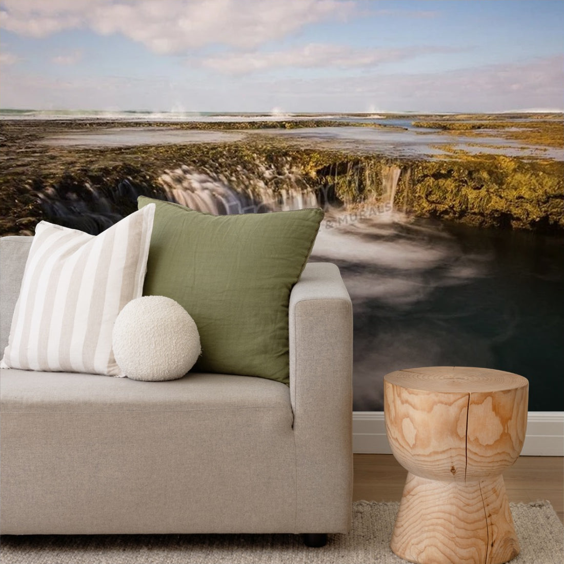 Portsea Rockpool wallpaper in a living room - Pickawall