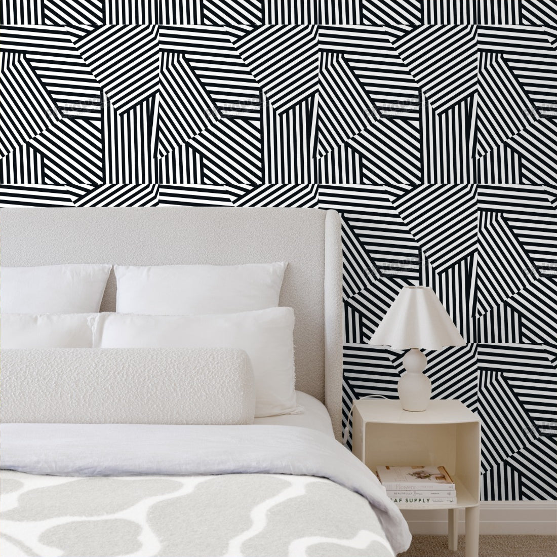 Geometric Stripes wallpaper in a bedroom - Pickawall