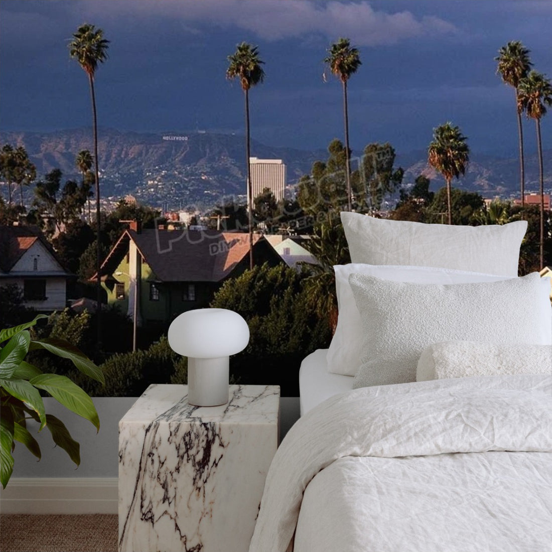 Los Angeles, California wallpaper in a bedroom - Pickawall