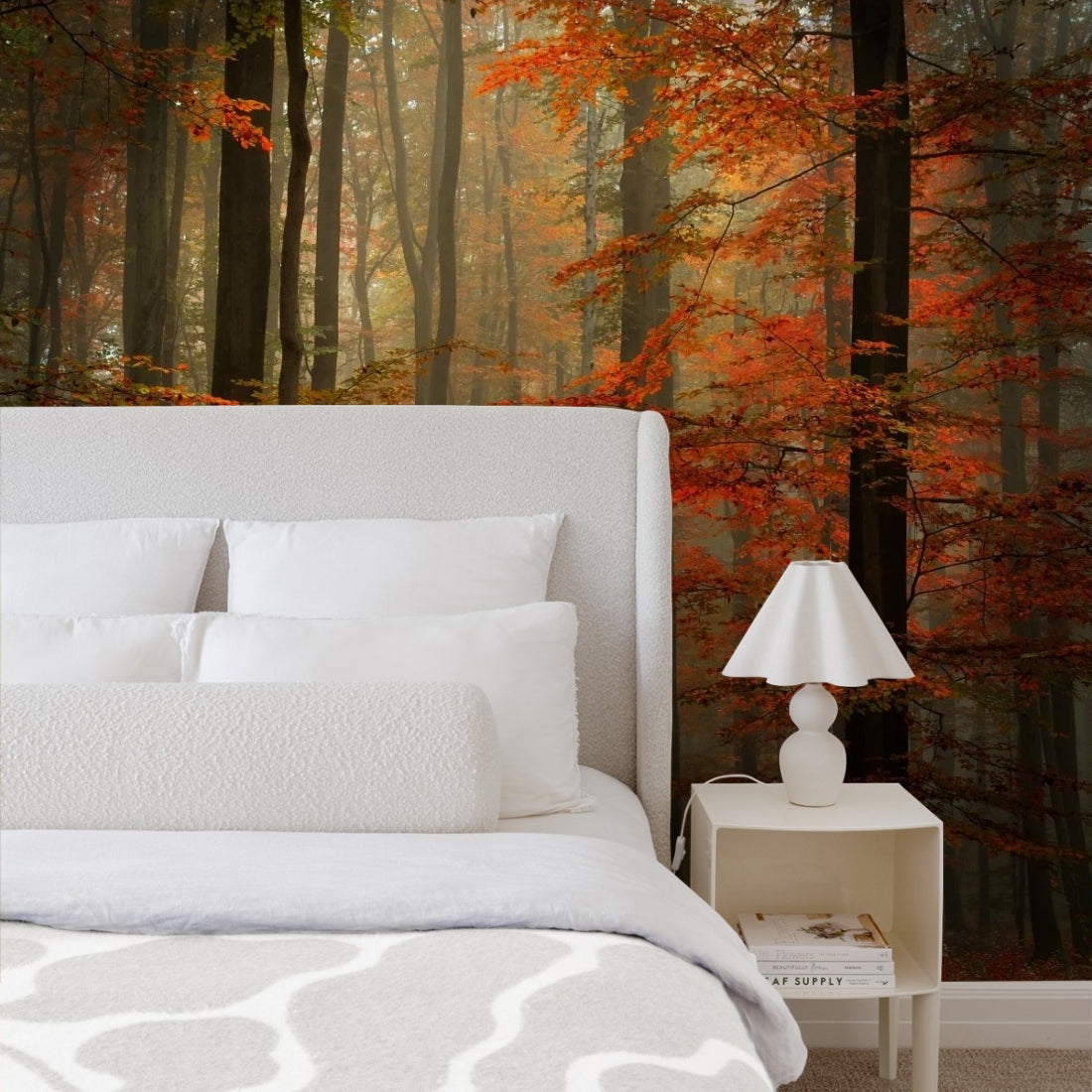 Autumn forest full of light Forest wallpaper in a bedroom - Pickawall