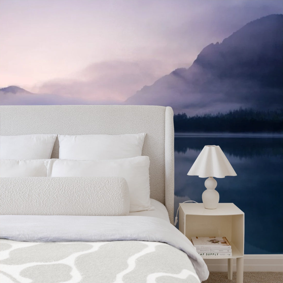 Morning at lake plansee wallpaper in a bedroom - Pickawall