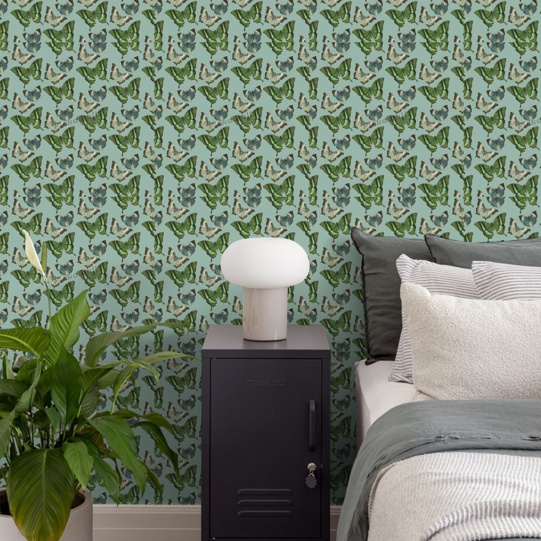 Butterfly Bliss by Loren Shoemark wallpaper in a bedroom - Pickawall