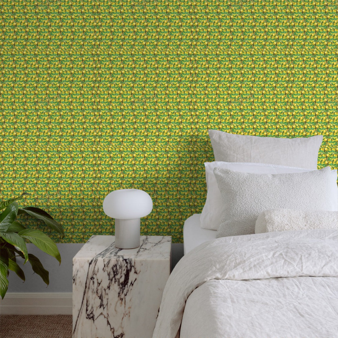 Lemons by Loren Shoemark wallpaper in a bedroom - Pickawall
