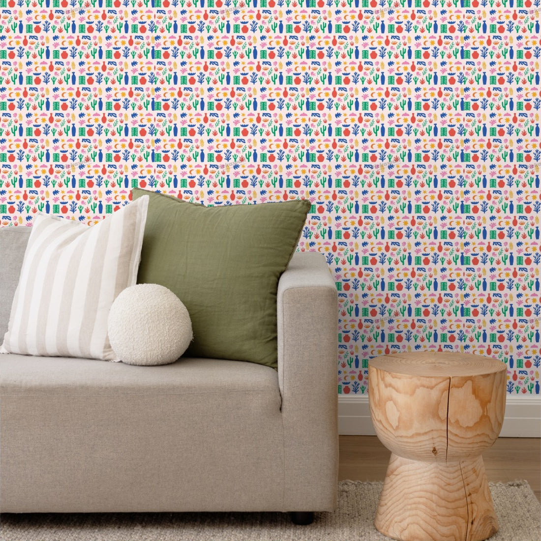 Matisse-esqe Pattern wallpaper in a living room - Pickawall