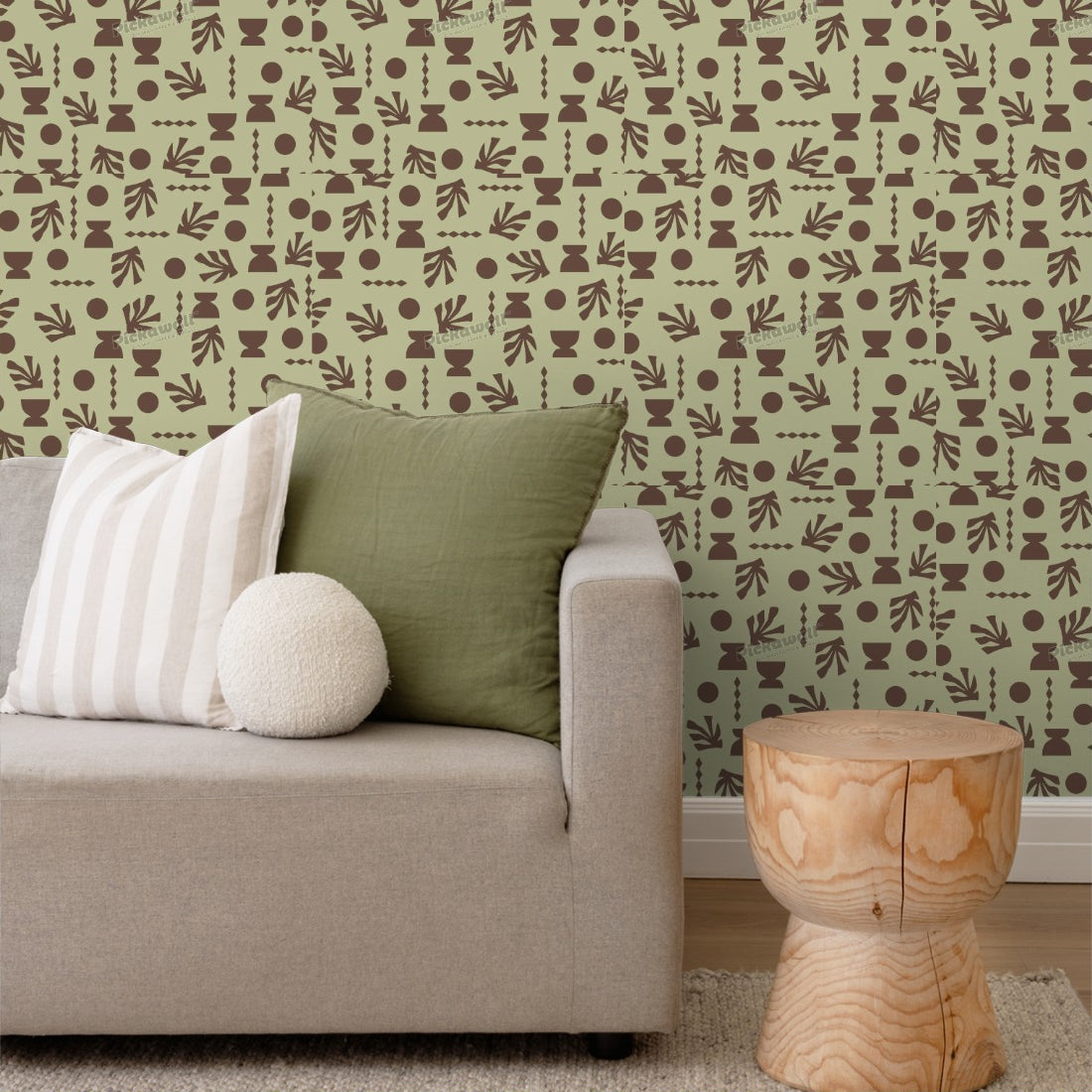 Celia Loves Shapes Shiraz Woodsy Wallpaper wallpaper in a living room - Pickawall