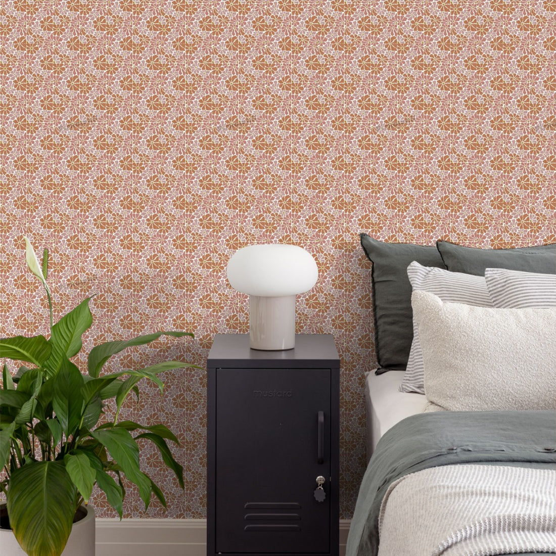 Matisse Florals Flower Pattern wallpaper in a bedroom - Pickawall