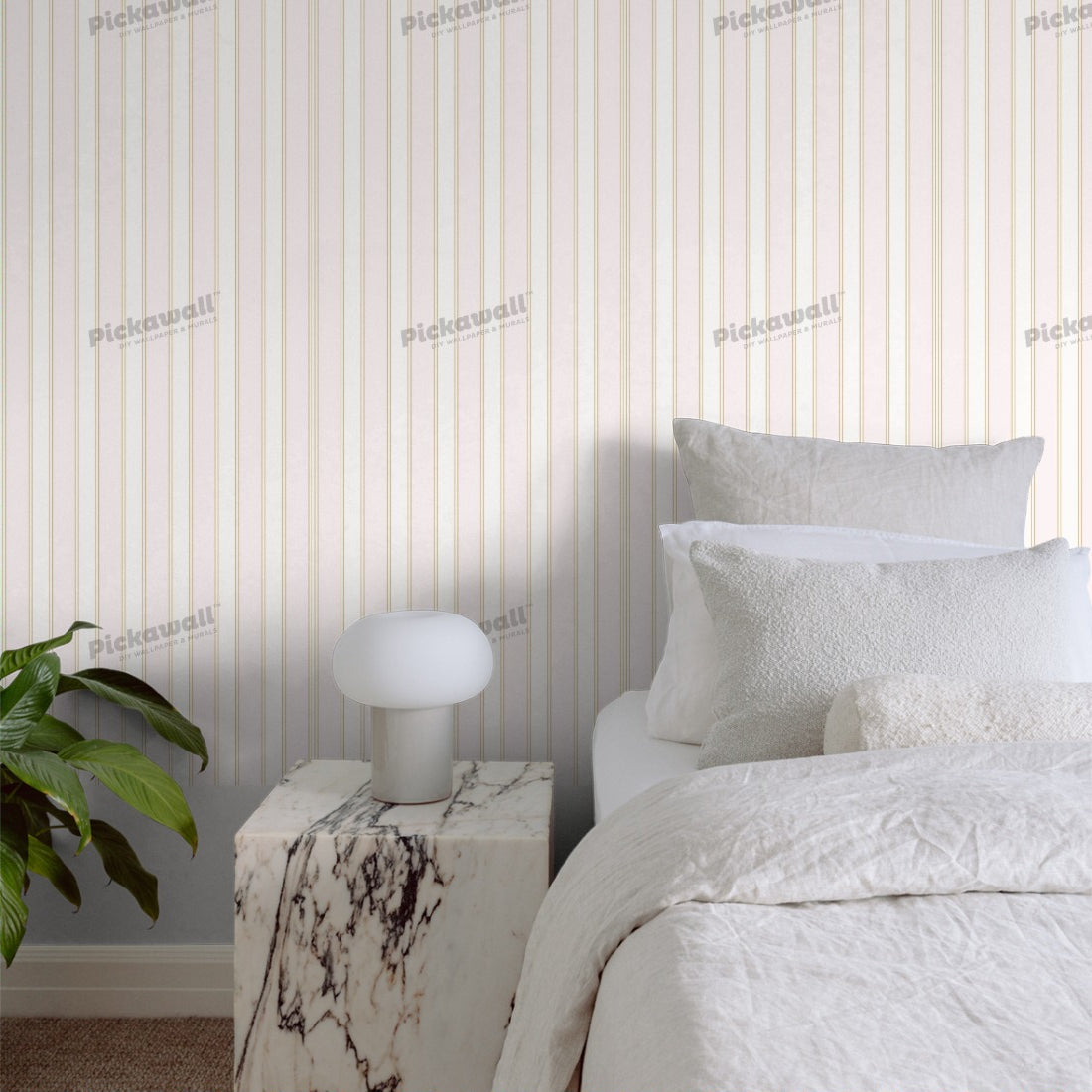 Princess Pink Stripes wallpaper in a bedroom - Pickawall