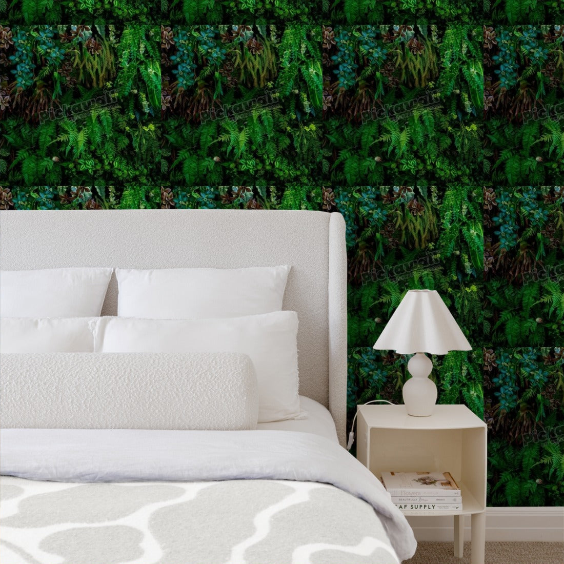 Green Walls Fern wallpaper in a bedroom - Pickawall
