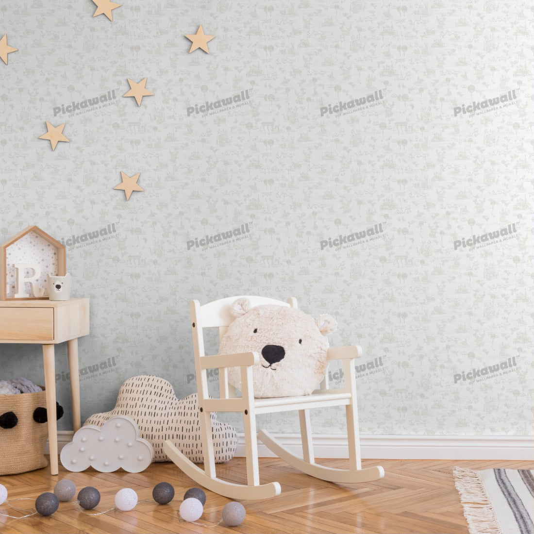 Whimsical Forest Pattern wallpaper in a nursery - Pickawall