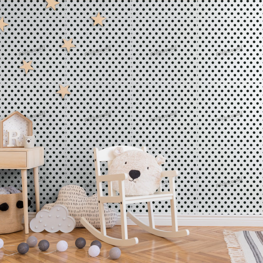 Spotted pattern background wallpaper in a nursery - Pickawall