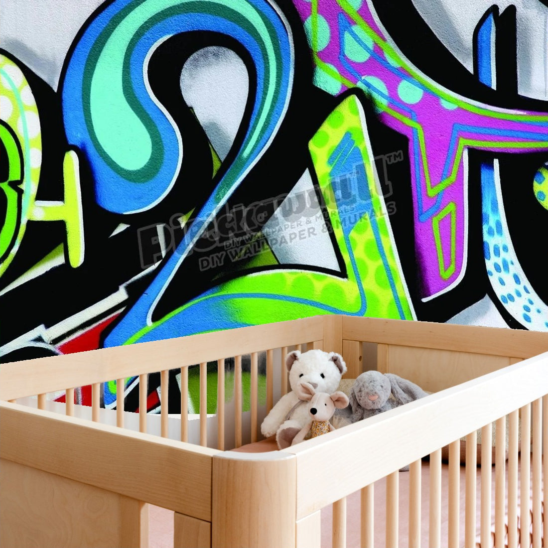 2' Graffiti street art wallpaper in a nursery - Pickawall