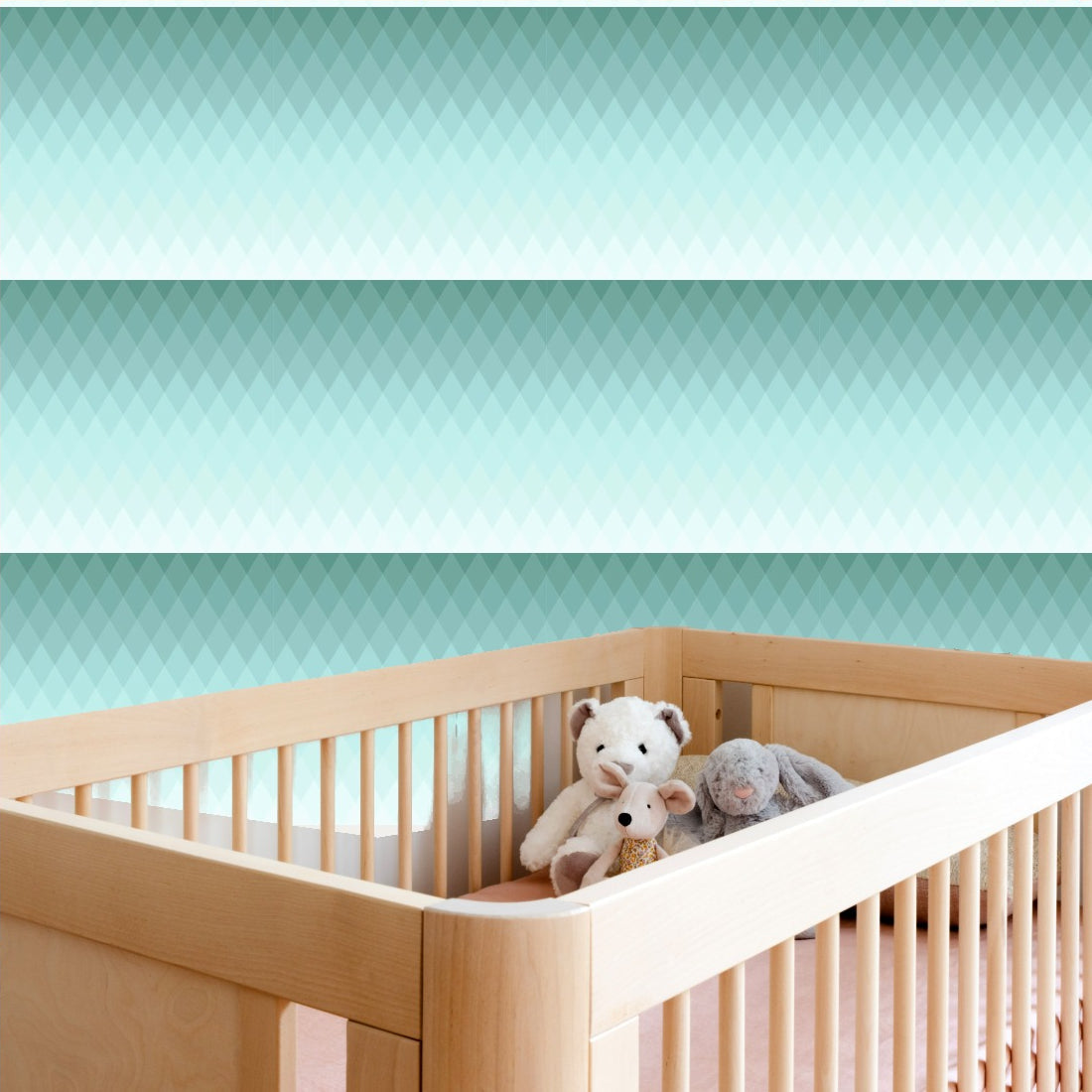 Green Gradient Diamond Pattern wallpaper in a nursery - Pickawall