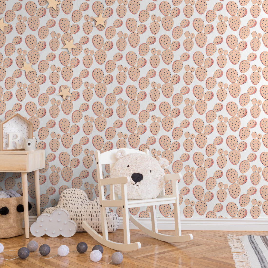 Pink Cactus wallpaper in a nursery - Pickawall