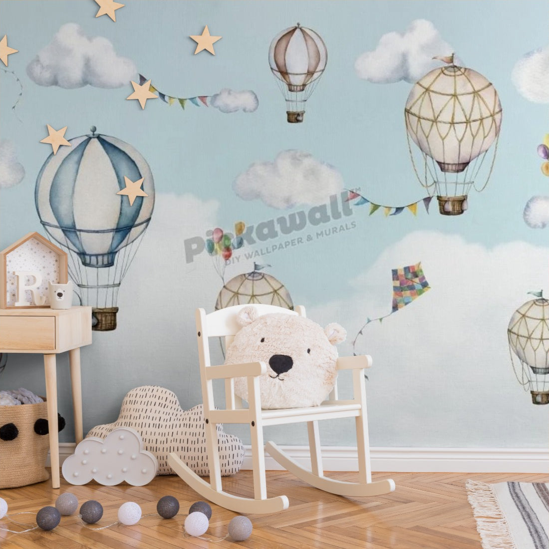 Balloon Bonaza by Oliver Robins wallpaper in a nursery - Pickawall