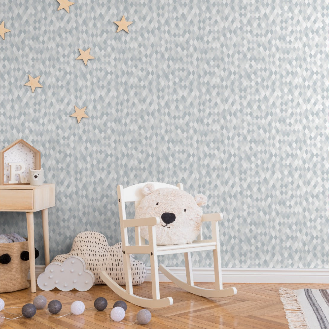 Grey Diamond Pattern wallpaper in a nursery - Pickawall