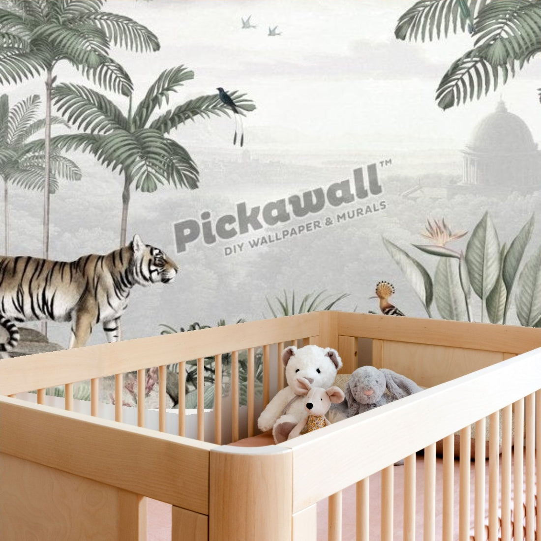 Tropical Tiger by Sir Edward wallpaper in a nursery - Pickawall