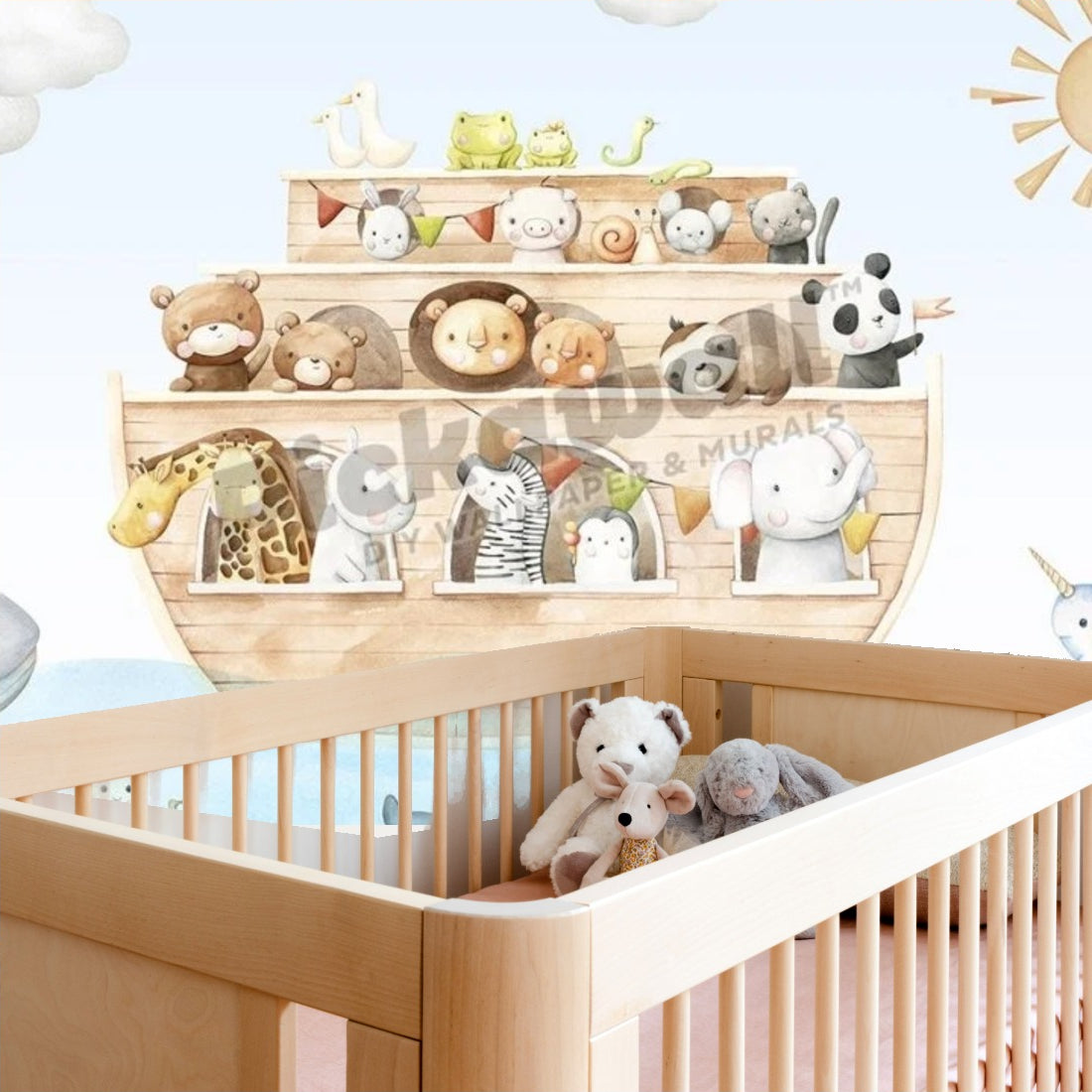 Noah's Journey by Oliver Robins wallpaper in a nursery - Pickawall