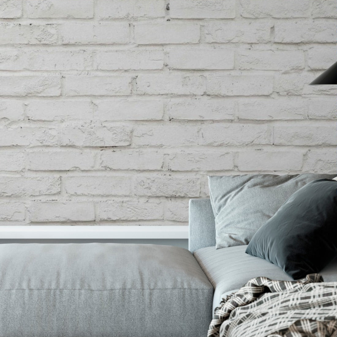 White wall of Bricks wallpaper in a living room - Pickawall