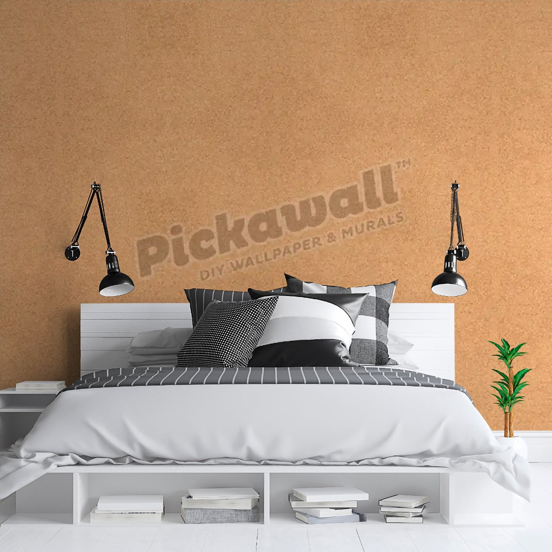 Cork wallpaper in a bedroom - Pickawall