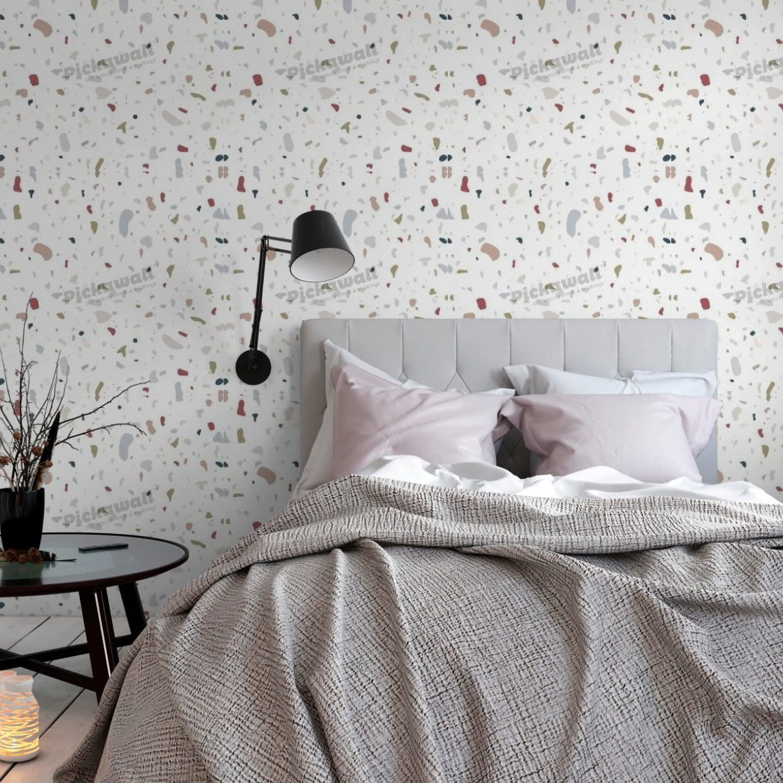 Liberty Interiors Terrazzo pattern wallpaper in a bedroom - Pickawall