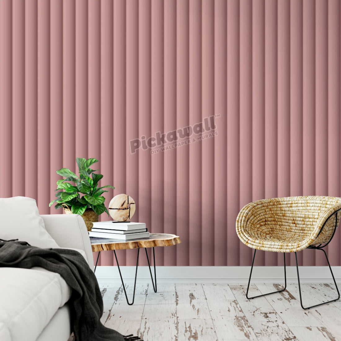 Demi Round Pink wallpaper in a living room - Pickawall