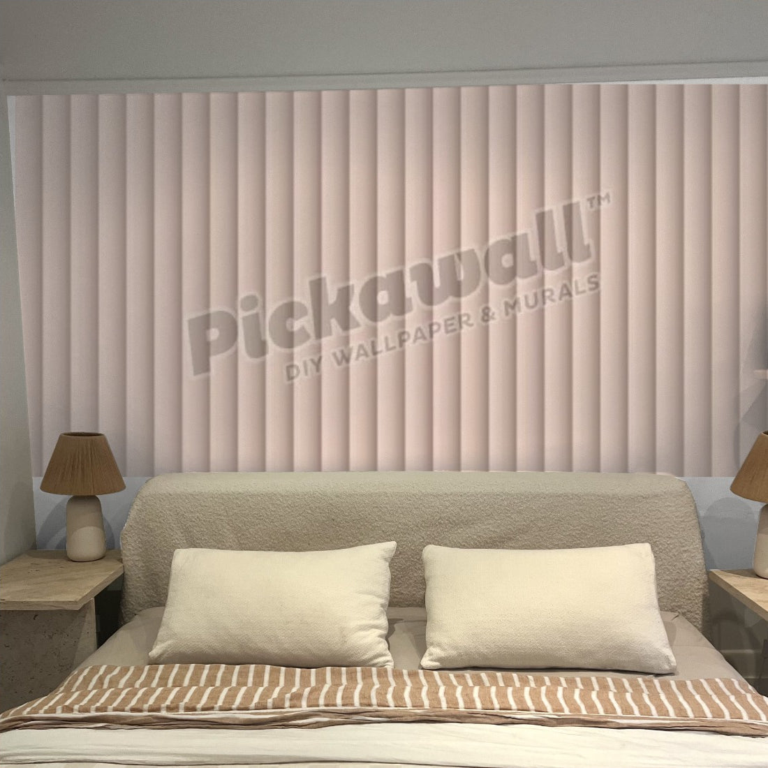 Demi Round Nude wallpaper in a bedroom - Pickawall
