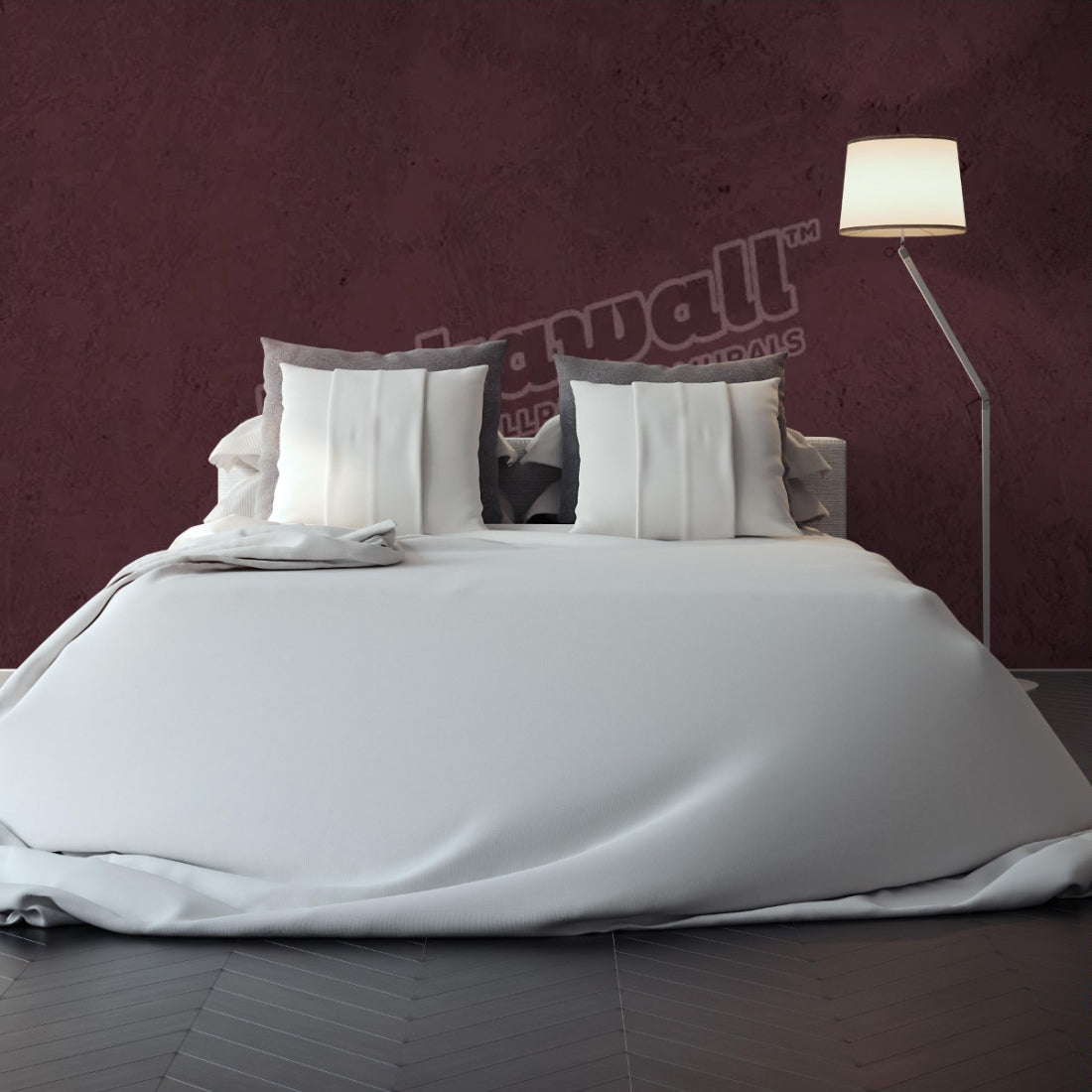 Burgundy Concrete Texture wallpaper in a bedroom - Pickawall