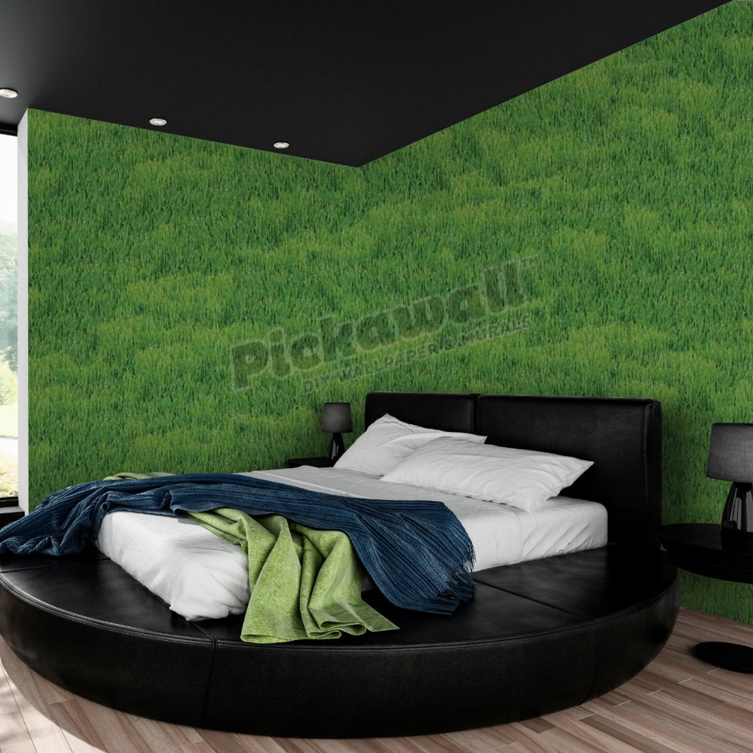 Wall of Grass wallpaper in a bedroom - Pickawall
