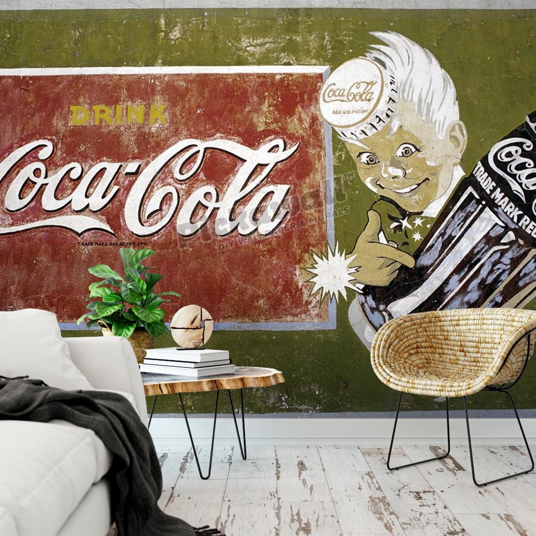 Coca-Cola mural wallpaper in a living room - Pickawall