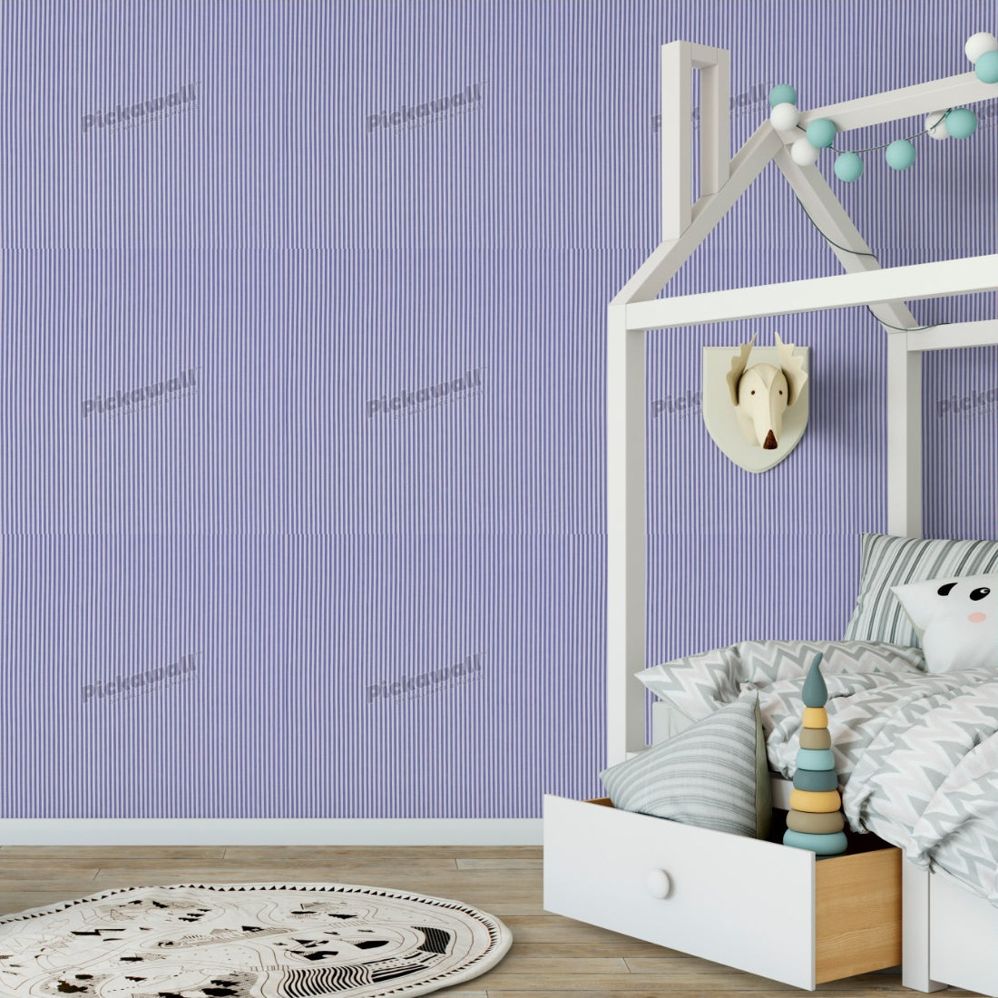 Stripe wallpaper in a kids bedroom - Pickawall