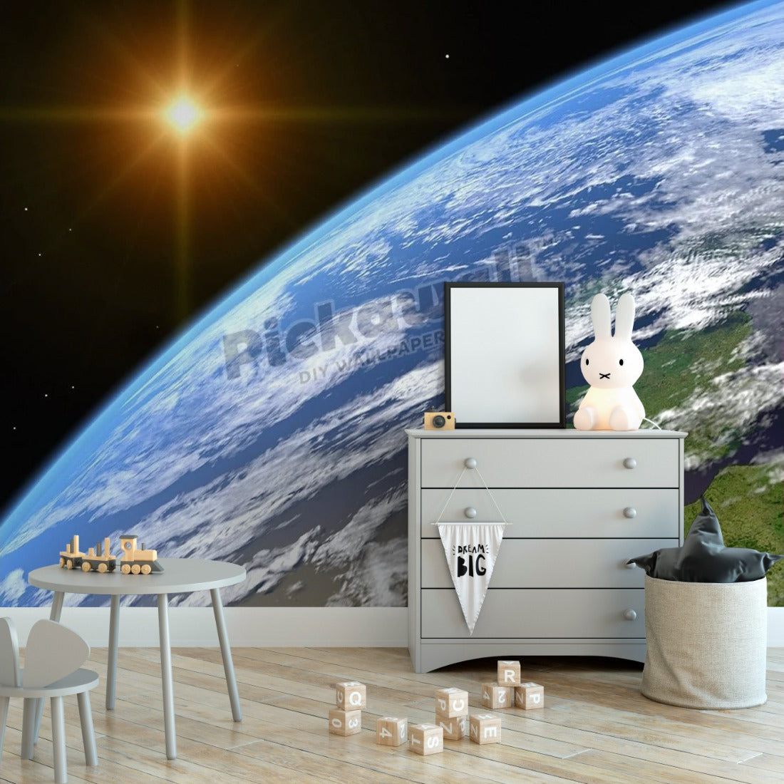 Earth, artwork wallpaper in a nursery - Pickawall