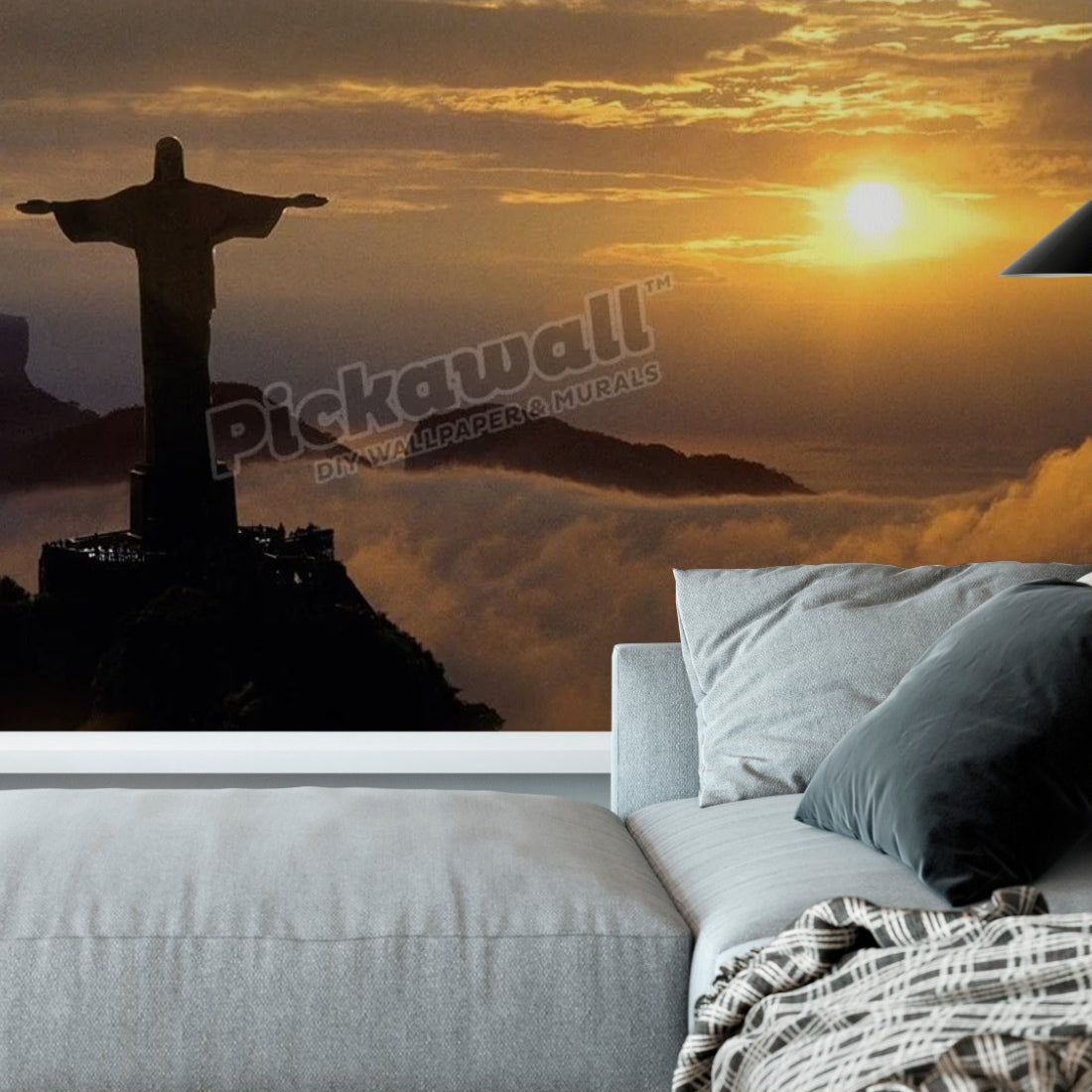 Corcovado statue dusk, Brazil wallpaper in a living room - Pickawall