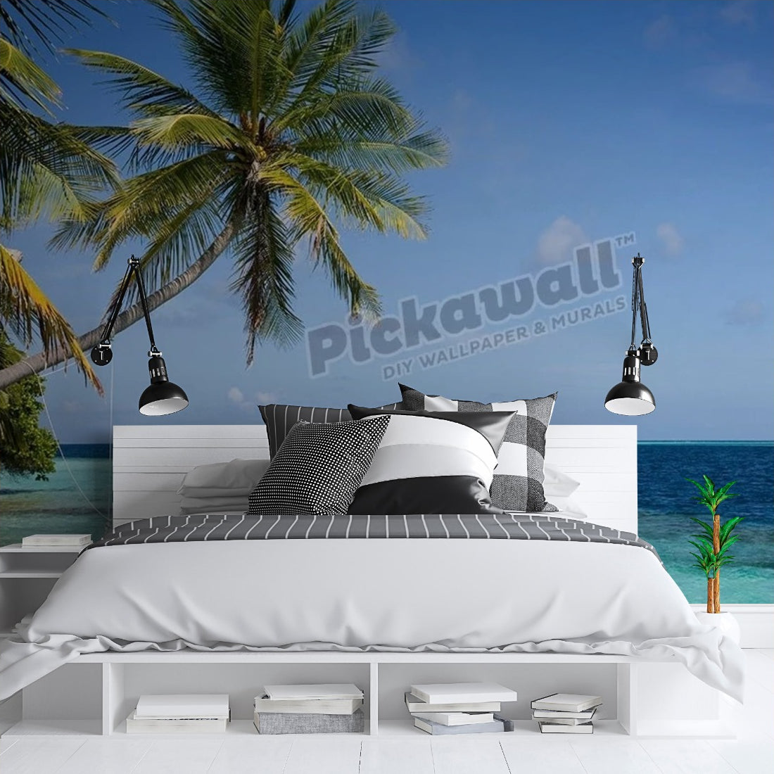 Rope swing wallpaper in a bedroom - Pickawall
