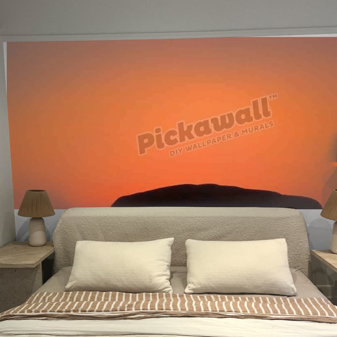 Uluru, Ayers Rock, Silhouette at Sunrise wallpaper in a bedroom - Pickawall
