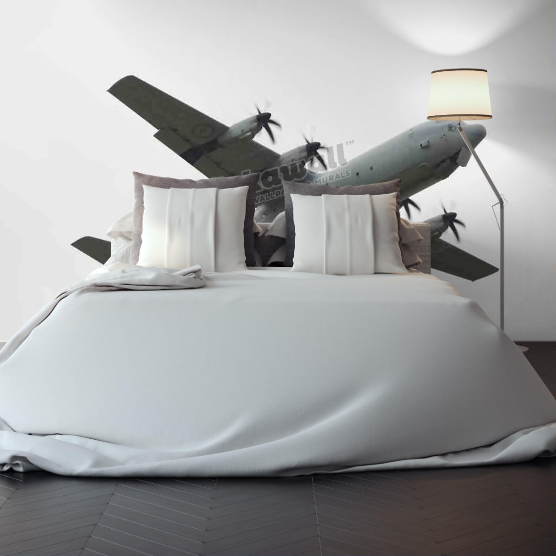 Royal Australian Air Force C-130J-30 Hercules take-off from it's homebase RAAF Richmond in New South Wales. Australia wallpaper in a bedroom - Pickawall
