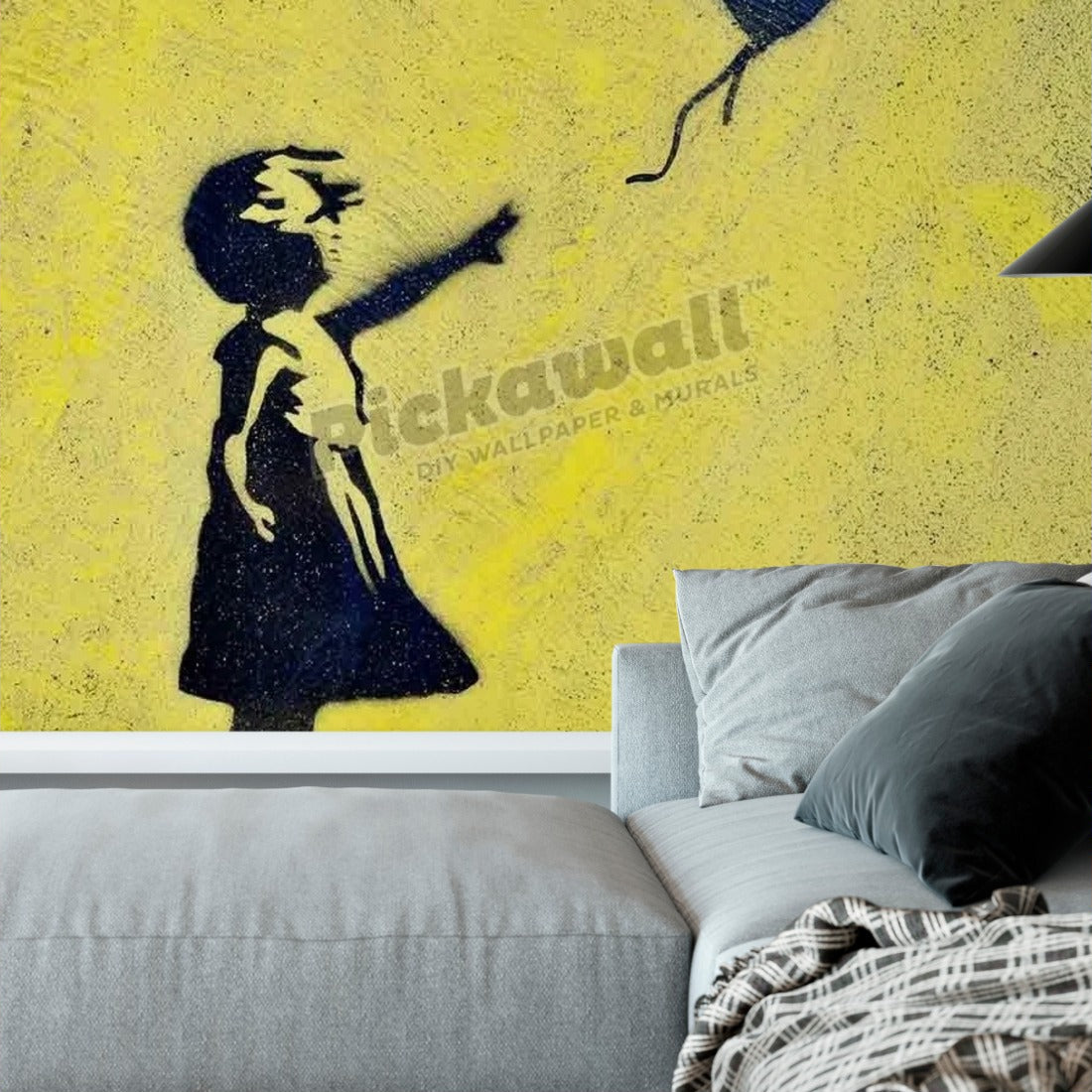 Street art - Banksy girl wallpaper in a living room - Pickawall