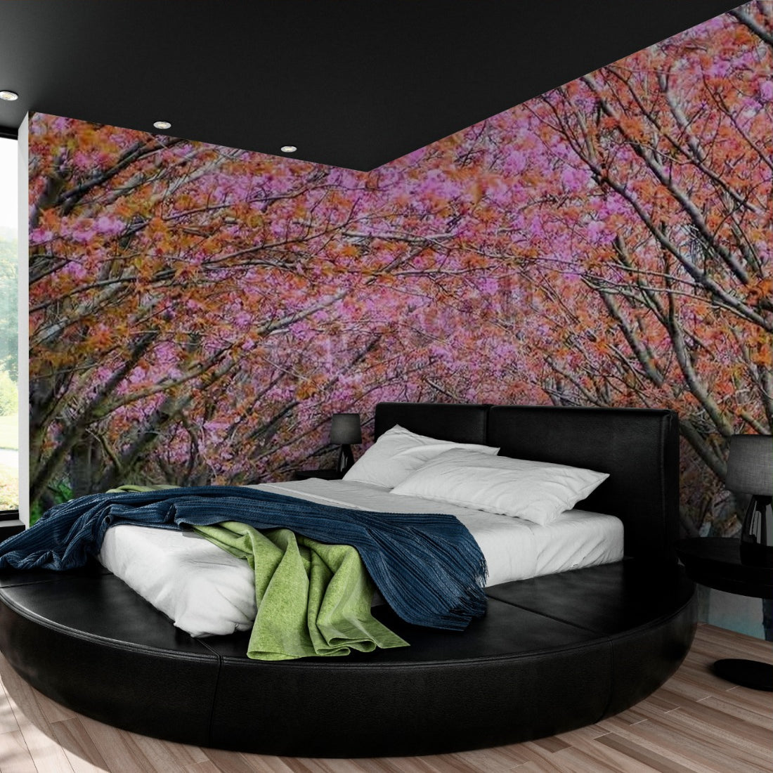 flowering cherry trees wallpaper in a bedroom - Pickawall
