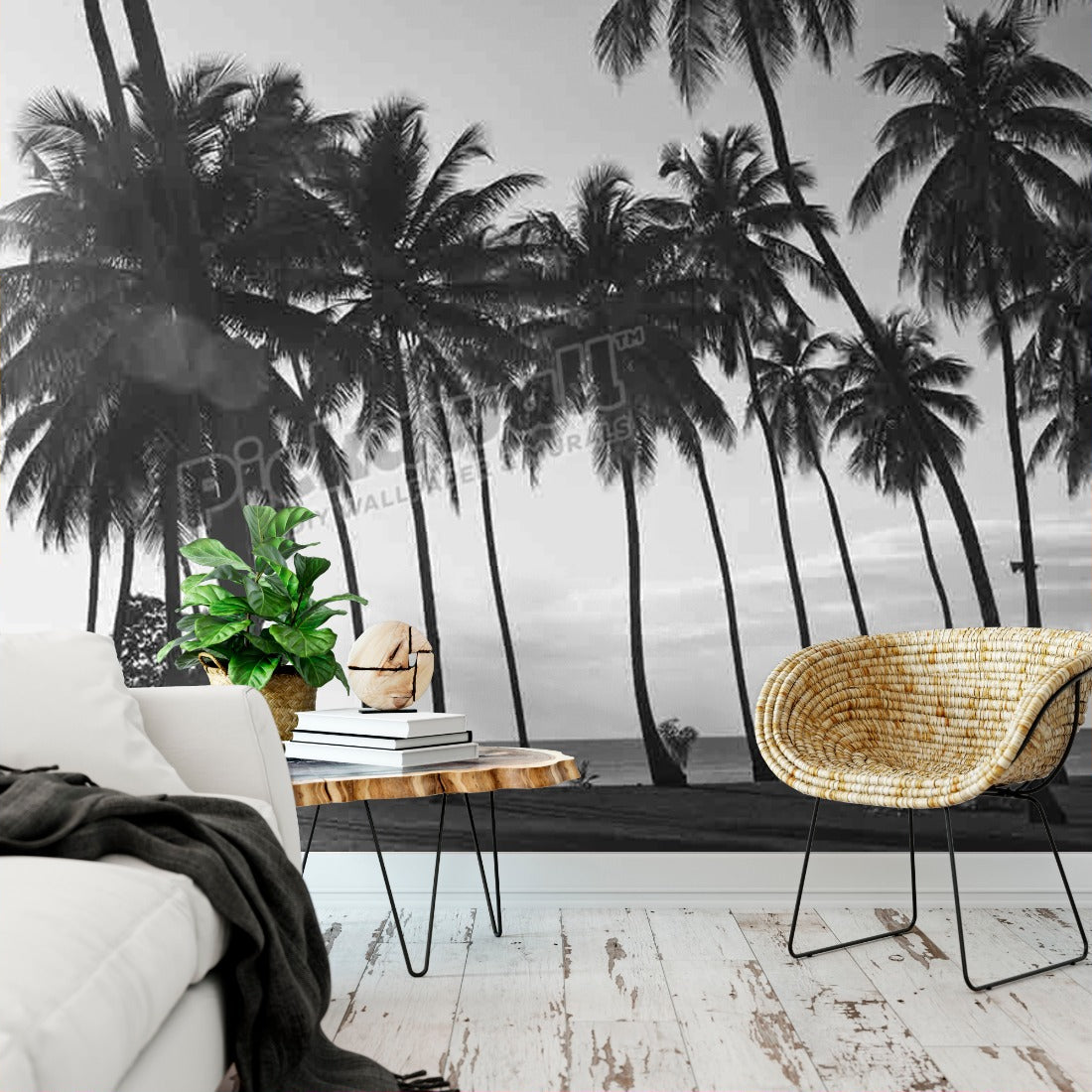 Palm Trees wallpaper in a living room - Pickawall