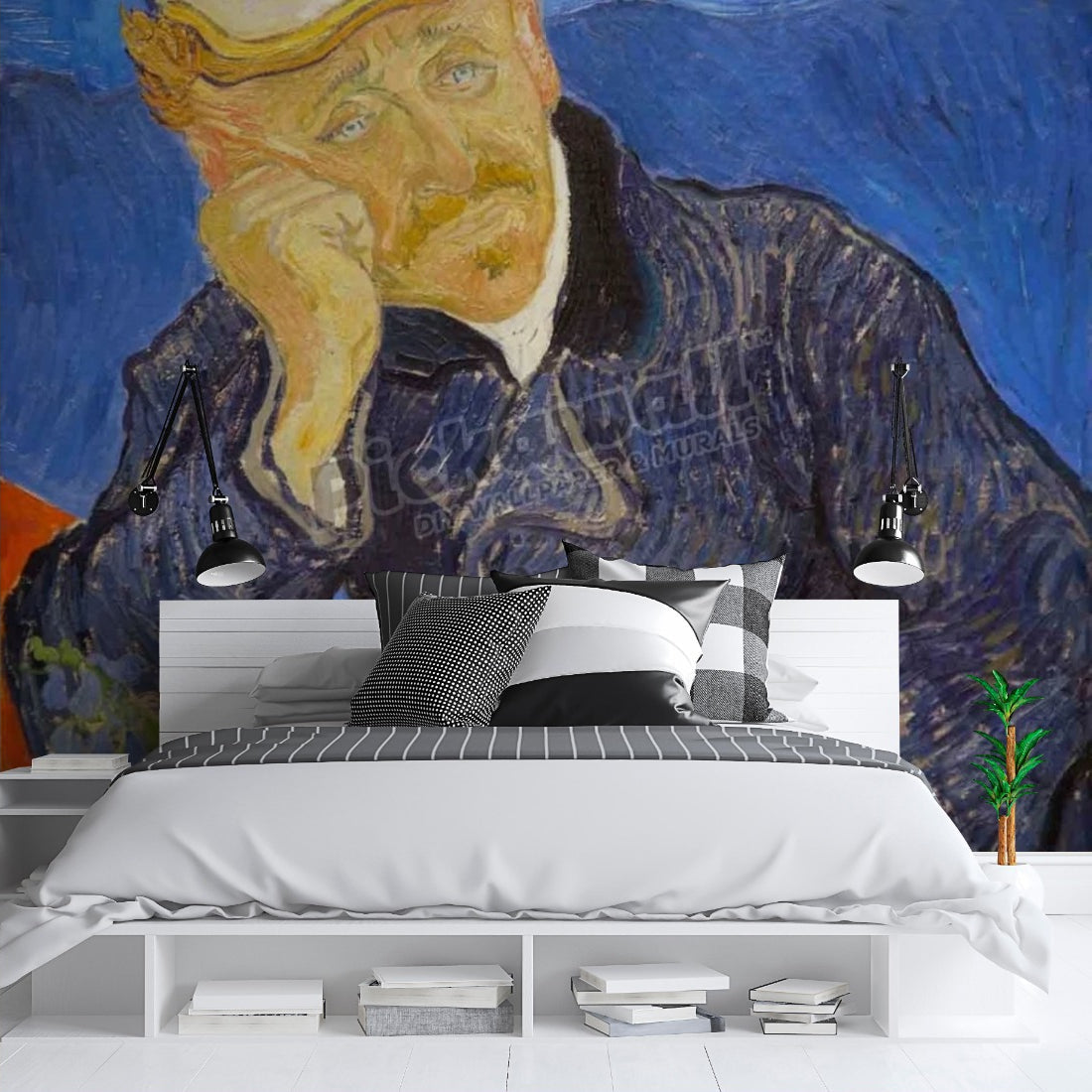 Dr Paul Gachet, 1980, by Vincent van Gogh wallpaper in a bedroom - Pickawall