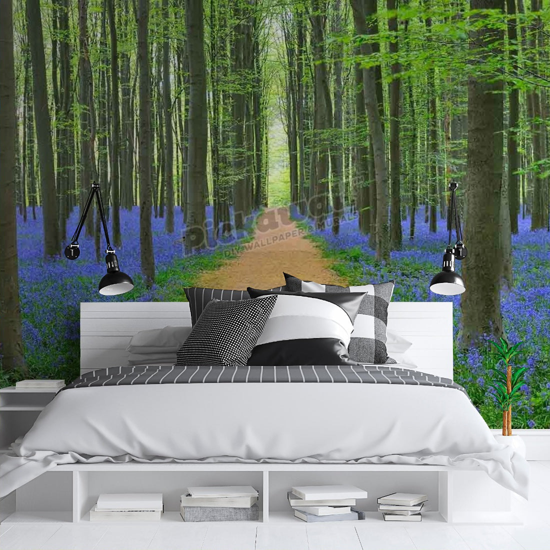 Path through Beech Forest wallpaper in a bedroom - Pickawall