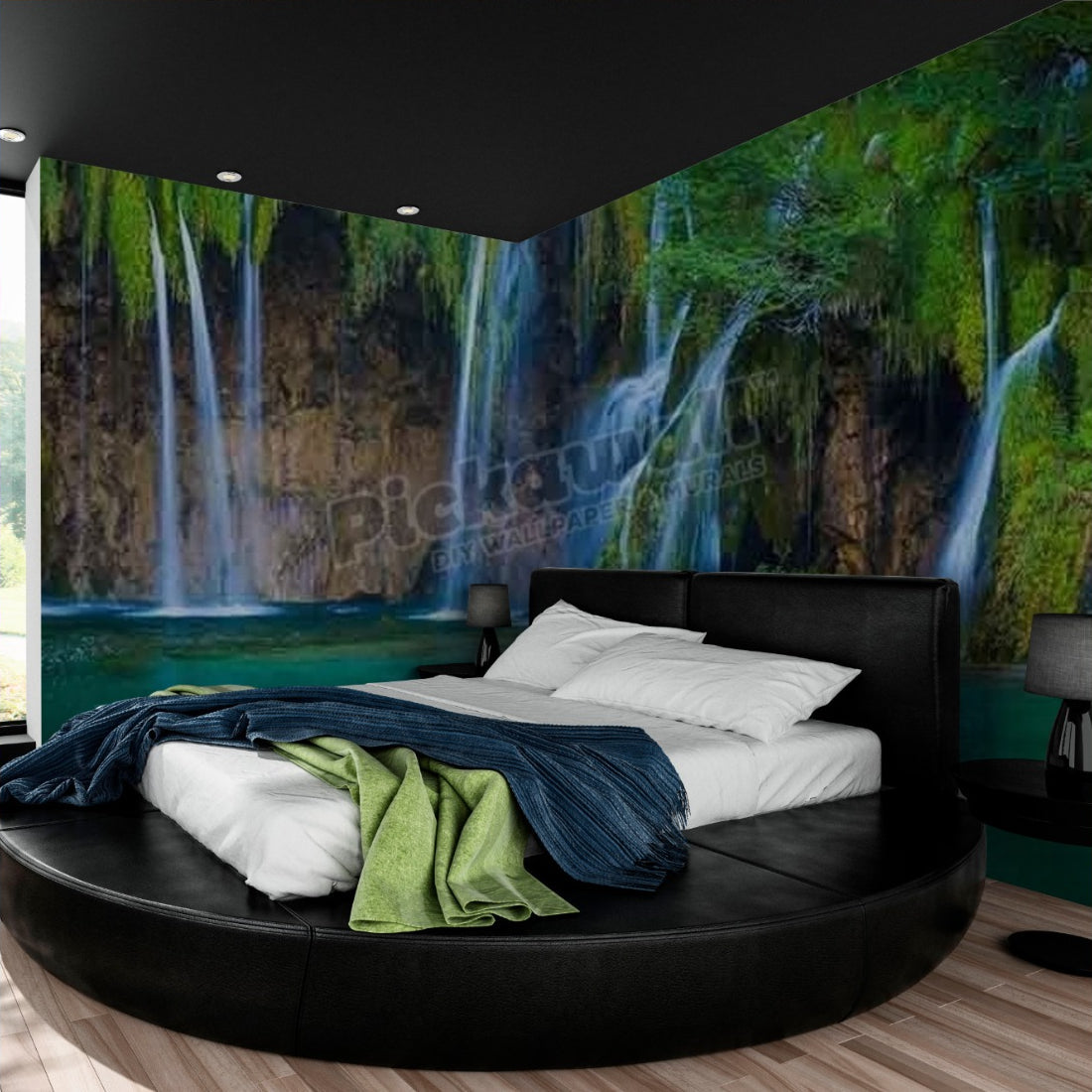 Plitvice Lakes National Park Waterfalls wallpaper in a bedroom - Pickawall